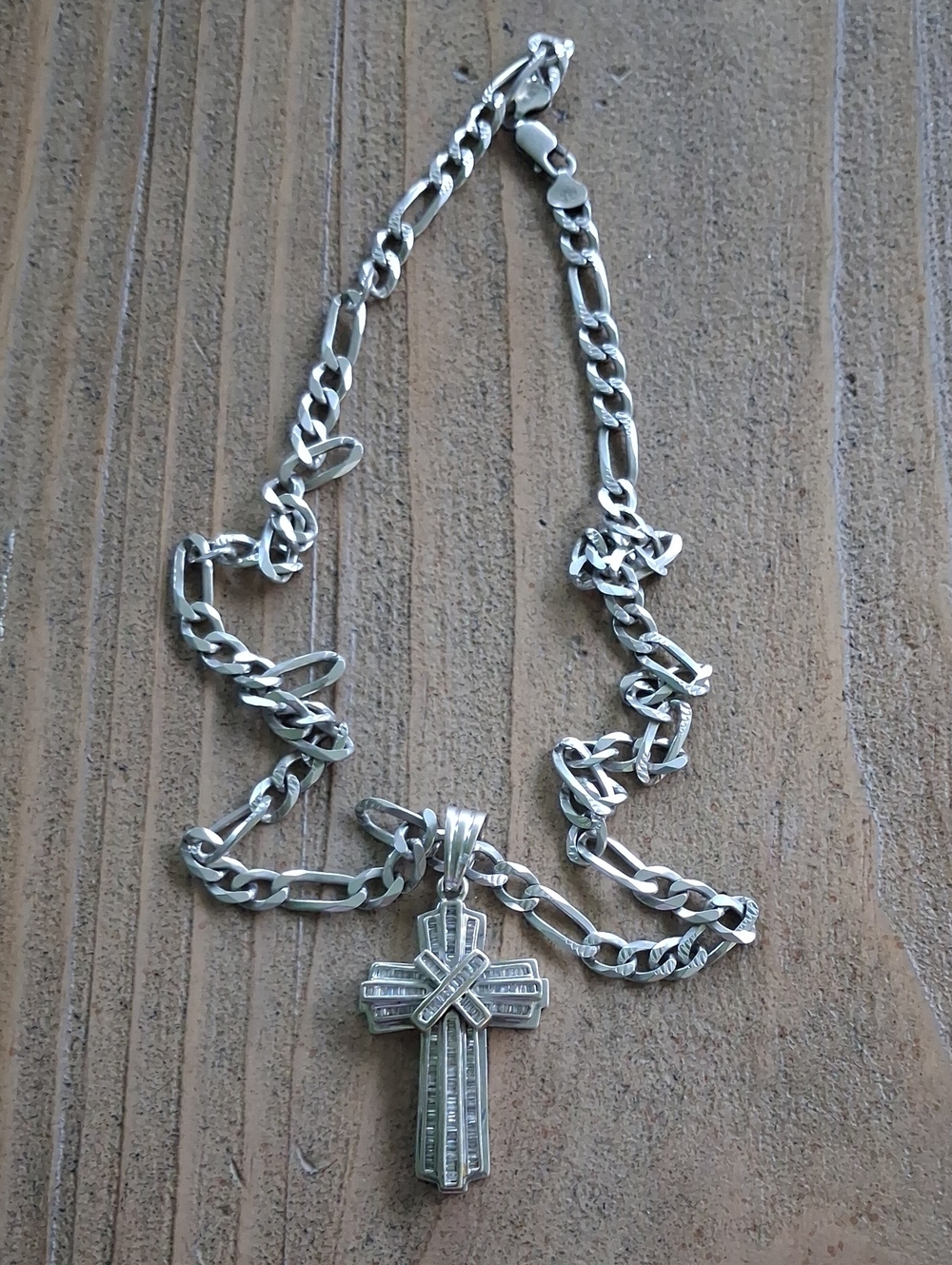 Silver 925 Cross Pendant Necklace - Polished Silver Tone
